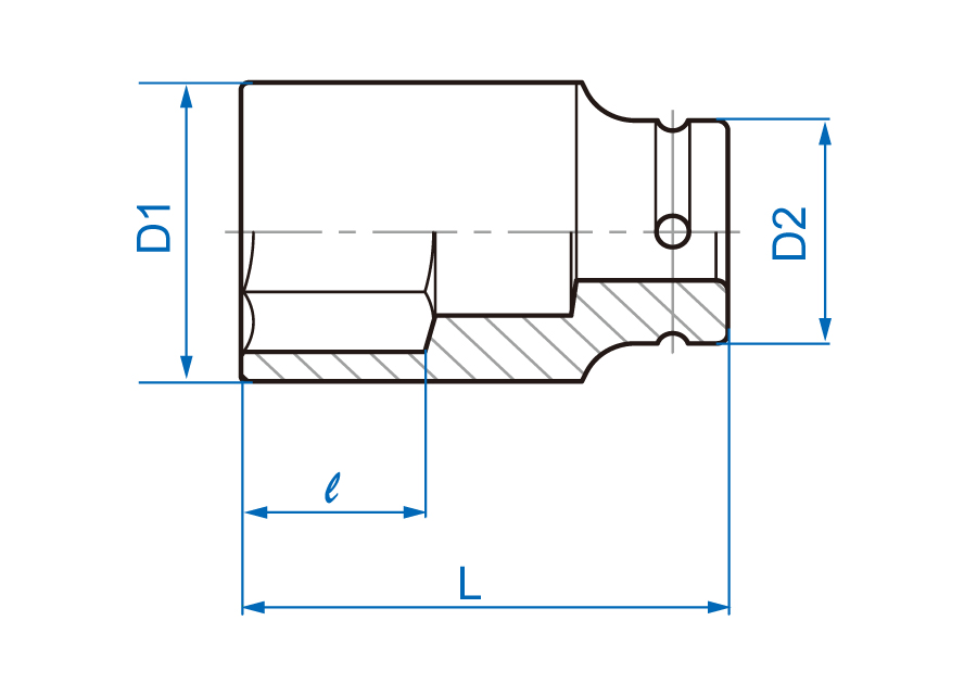 Головка торцевая ударная удлиненная 3/4" 46 мм King Tony 643546M