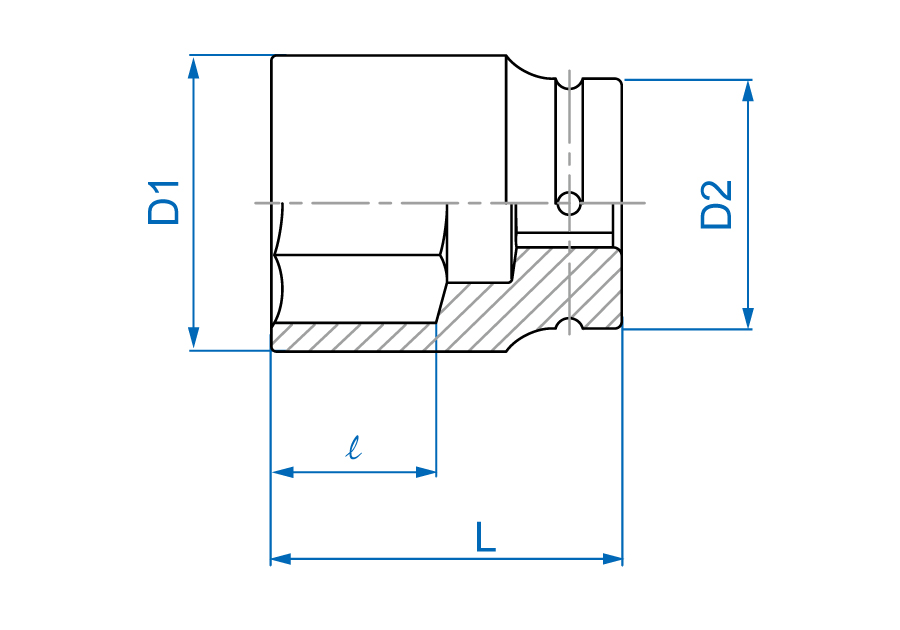 Головка торцевая ударная удлиненная 1" 46 мм King Tony 843546M